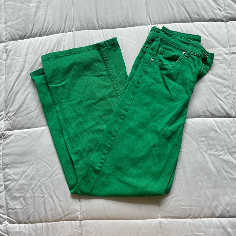 Green Divided Wide-cut Jeans- size 4